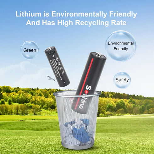 Rechargeable Lithium AA Batteries - USB C 1.5V 3500mWh, 4-Pack with 4-in-1 USB-C Charging Cable, Charges in 2 Hours