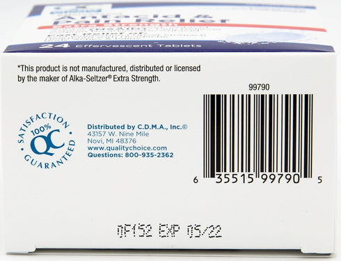 Quality Choice Extra Strength Effervescent Antacid and Pain Relief Tablets, 24 Effervescent Tablets