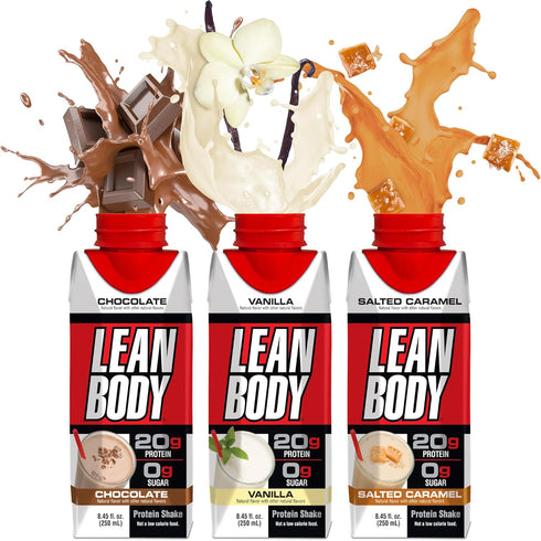 Labrada Lean Body Triple Taster Pack, On-The-Go Whey Blend Protein Shake, Zero Sugar, Gluten Free (Pack of 3)