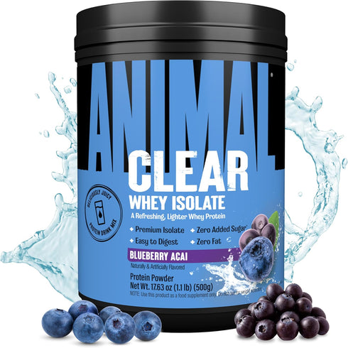 Clear Whey Isolate Protein Powder, Easy to Digest, Blueberry Acai, 500g (20 Servings)