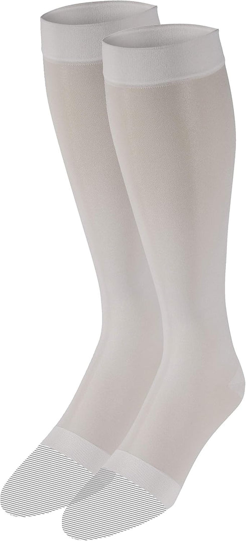 Truform Sheer Compression Stockings 15-20 mmHg, Women's Knee High Length, Open Toe, 20 Denier, Ivory, 2X-Large