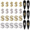 SILPECWEE 20pcs Alloy Money Dollar Nail Charms, 3D Silver & Gold Dollar Sign Rhinestones Nail Art Charms for Women Nail