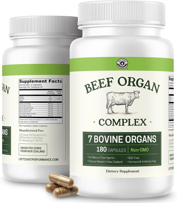 Beef Organ Supplement - Grass Fed 7 Beef Organs Complex from New Zealand - Non-GMO, No Fillers, Hormone & Antibiotic
