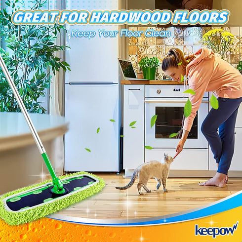 KEEPOW XL Dry Sweeping/Wet Mopping Cloths for Swiffer XL Sweeper, Reusable & Washable Microfiber Mop Pad Refills, 6 Pack