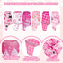 Whaline 6 Rolls Christmas Wired Edge Ribbon 30 Yards Pink Buffalo Plaid Santa Snowman Snowflake for Gift Wrapping Crafts