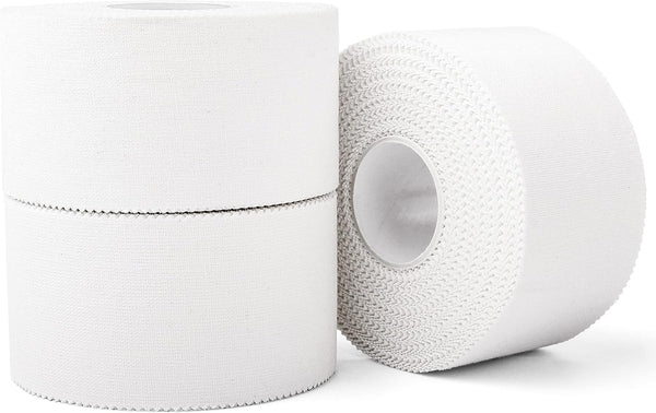 (3 Pack) White Athletic Sports Tape, Very Strong Easy Tear No Sticky Residue Tape for Athletes & Sport Trainers & First