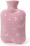 Hot Water Bottle with Soft Cover, 2L Bag for Menstrual Cramps, Pain Relief, Hot and Cold Therapies, Pink