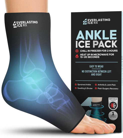 Reusable Ankle Ice Pack Wrap - Cold Compression Therapy for Pain Relief, Plantar Fasciitis, Sprained Ankles