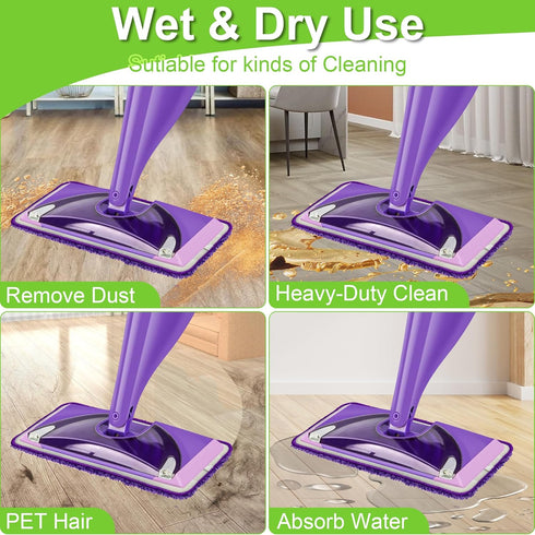 Aifacay Reusable Mop Pads, 6 Pack - Compatible with Swiffer Wet Jet Mop, Wet & Dry Use Replacement Pads