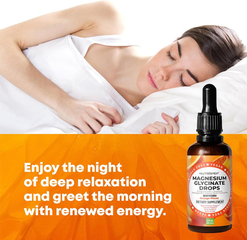 NutraPep 500mg B6 Liquid Magnesium Glycinate Drops Supplement - Cortisol Complex with L-Theanine Ashwagandha Vitamin