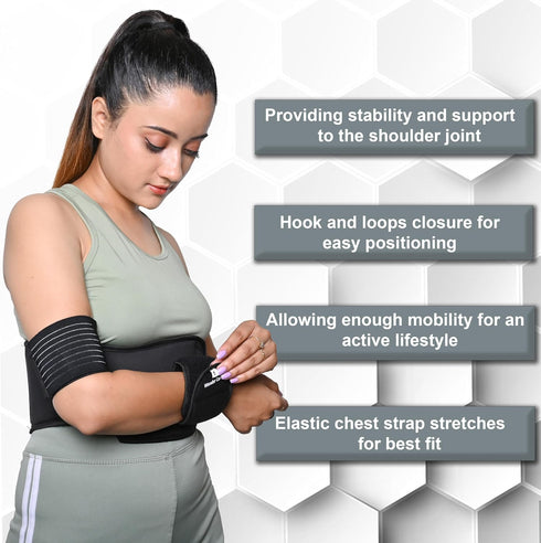 Wonder Care Left Right Shoulder Immobilizer Arm Sling - Elastic Brace for Clavicle Collar Bone Dislocation