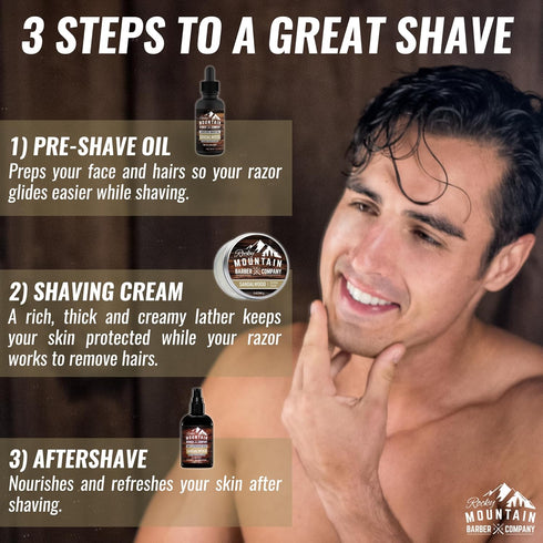 Shaving Cream for Men with Sandalwood Essential Oil, Thick Lather for Traditional and Cartridge Shaving
