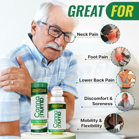 Hemp Oil Pain Relief Roll-On - Fast Acting with Lidocaine, Arnica, Boswellia, Menthol for Arthritis and Joint Pain