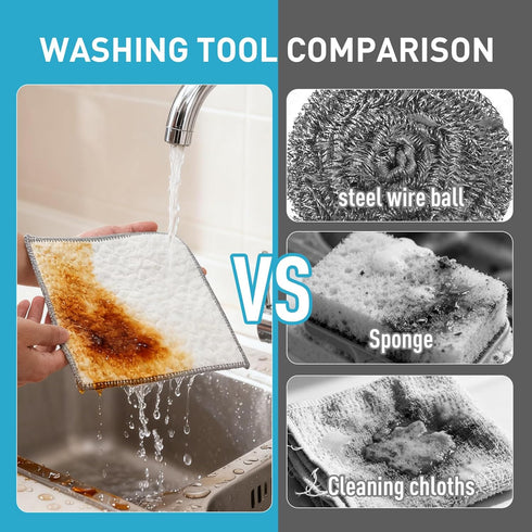 XHWXYQ (6pcs, New Upgrade Non Scratch Wire Dishcloth, Multipurpose Wire Dishwashing Rags for Kitchen, Wet and Dry