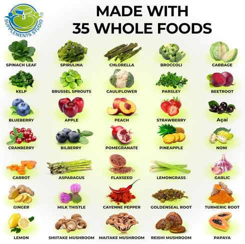 Vegan Whole Food Multivitamin Without Iron, Daily Multivitamin for Women and Men, Made with Fruits & Vegetables, 180