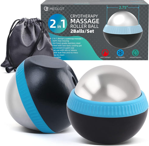 Set 2, Cold Massage Roller Ball, of Cryosphere Ice Therapy Ball for Body Muscle Relief, Roller Massager for Back, Neck