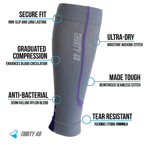 Thirty48 Graduated Calf Compression Sleeves, 15-20 OR 20-30 mmHg for Fast Recovery