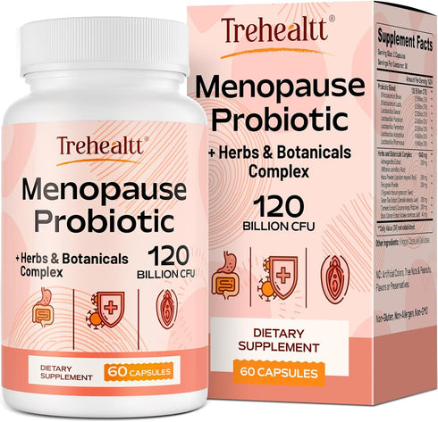 Trehealtt Menopause supplements for women, 120 Billion CFU Probiotic, 13-in-1 Herbs & Botanicals