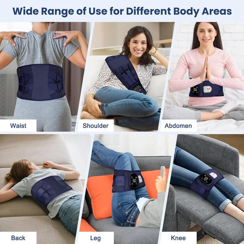 Relief,40" Cordless Heating Pad for Back Pain Rechargeable Lumbar Massager with Heat, Adjustable Vibration & Heating