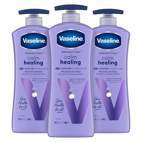 Vaseline Intensive Care Calm Healing Body Lotion 3 Count, 20.3 oz, Ultra-Hydrating Lipids & Lavender Extract for Dry