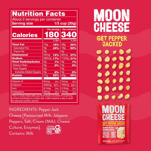 Pack, 100% 2 (Pack 3) Moon Cheese Variety Cheddar, Gouda & Pepper Jack, Crunchy, Protein-Rich Cheese Snack, Gluten