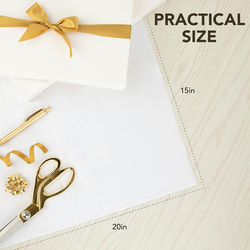 White Gift Tissue Paper - 100 Sheets 15" x 20" for Gift Bags, Bulk White Tissue Packing Paper, Wrapping Sheets