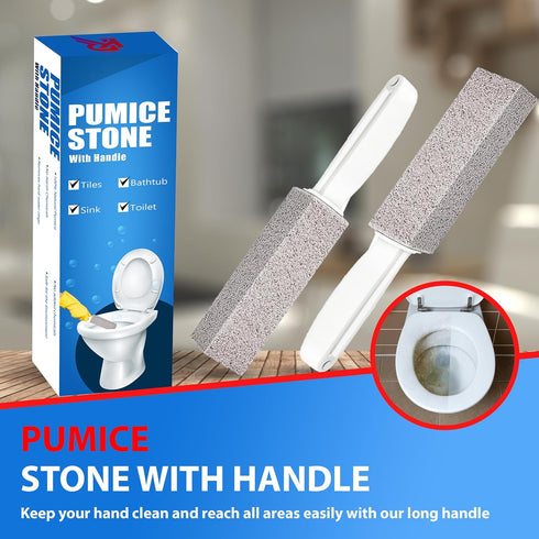 Amazon Brand | 2 Pack Ring King Pumice Stone Toilet Bowl Cleaner with Handle, Removes Stubborn Limescale