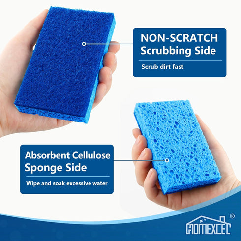 HOMEXCEL 24pcs Kitchen Sponges, Non-Scratch Dual Sided Dish Sponges Safe for Non-Stick Cookware, Household Cleaning