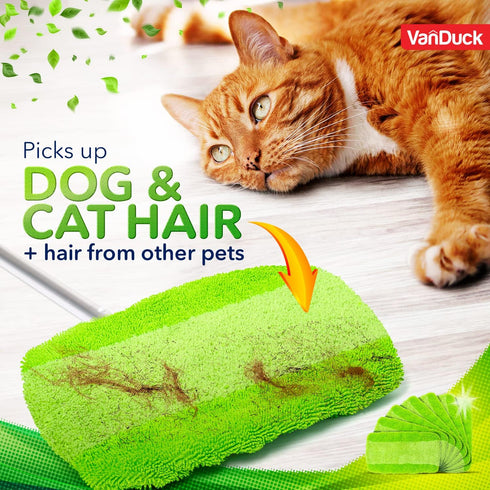 VanDuck Reusable Mop Pads - 4-Pack Compatible with Swiffer Sweeper, Washable Microfiber for All Purpose Cleaning