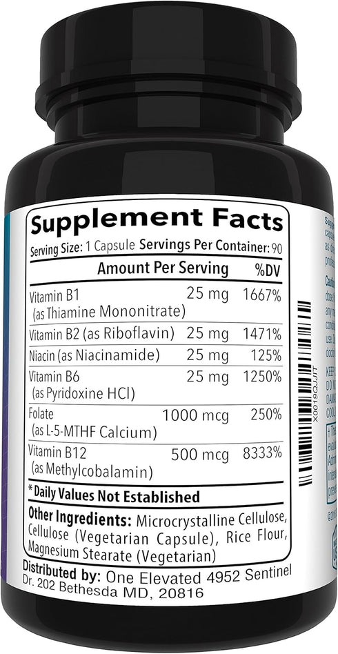 Double Strength Methyl Folate, Formulated with Methylcobalamin (B12), Niacin, B1, B2, B6, 3 Month Supply