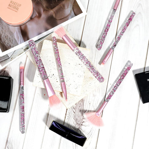7 PCS Cute Crystal Sparkles Makeup Brushes Set, Blush, Foundation, Eye Shadow, Eyebrow, Concealers, Professional Pack