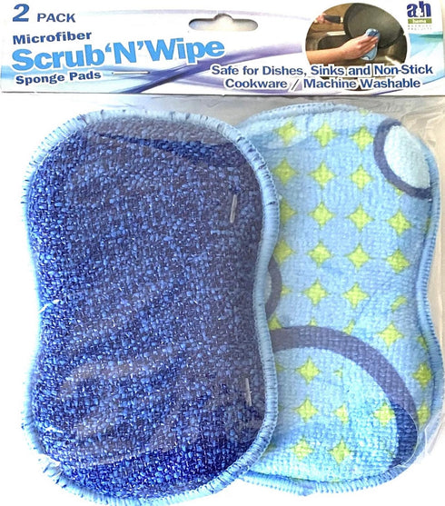 Microfiber Double Sided Scrub & Wipe Sponge Pad for Kitchen & Bath, Reusable Machine Washable (6pc)