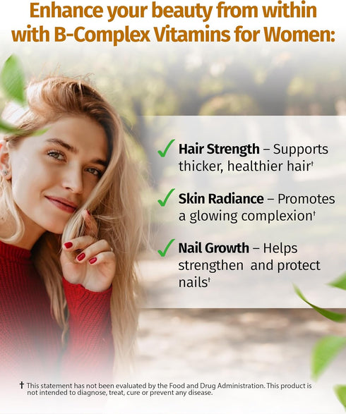 1 Body Vitamin B Complex, High Potency Methylated B12 & 5-MTHF Folate for Energy & Brain Support, 60 Capsules