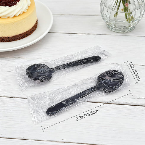 PSPIKXEG (100, Plastic Spoons Individually Wrapped, Heavy Duty Disposable Spoons Bulk - Ideal for Parties, Restaurants