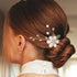 NUOBESTY 4Pcs Wedding Hair Clip Comb, Handmade Bridal Hair Clip, Pearl Floral Leaf Accessories for Women Wedding (White)