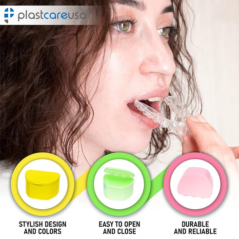 Denture Cases 30 Bulk Pack Dental Box for Artificial Teeth Mouth Guard Retainer Travel Cup
