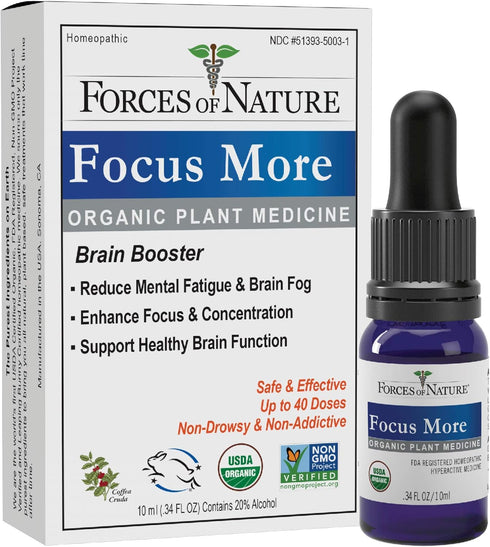 Forces of Nature Focus Supplement - Homeopathic Medicine for Memory, Attention & Mental Clarity, 0.34 Fl Oz