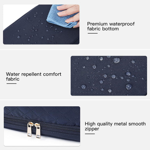 Telena Large Capacity Makeup Bag - Double Layer Portable Travel Cosmetic Bags for Women - Navy Blue