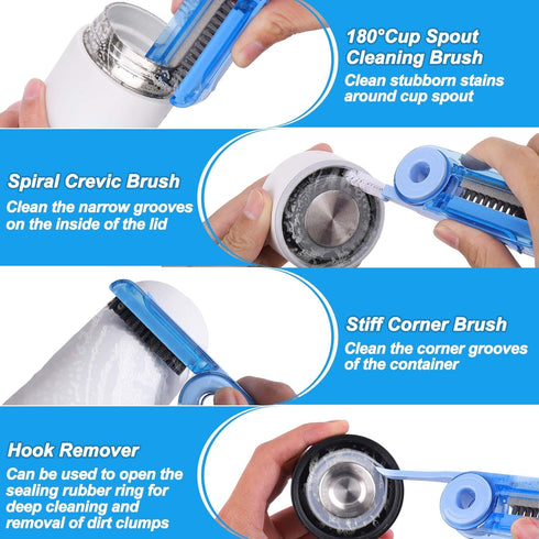 4 in 1 Multifunctional Cleaning Brush - 3 Pack Water Bottle Cleaner, Cup Cover Cleaning Tools for Home Kitchen