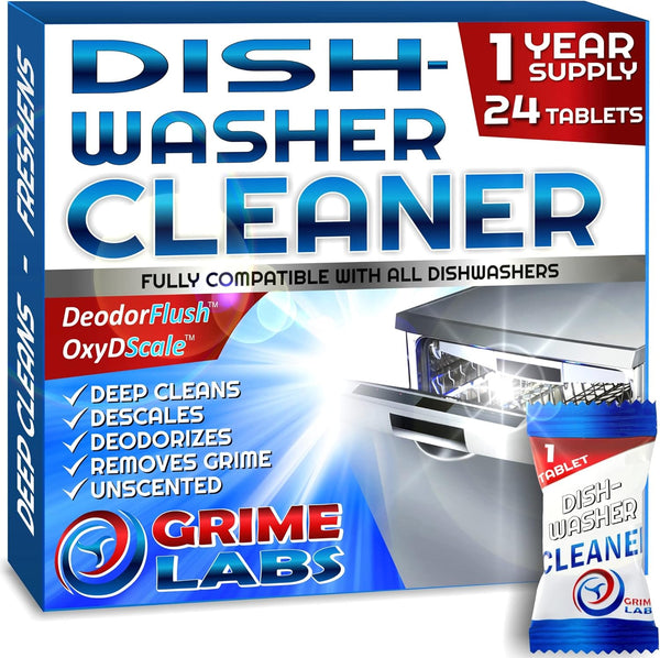 Dishwasher Cleaner Deodorizer Descaler Tablets, 24 Pack Heavy Duty Deep Clean and Natural Limescale Remover