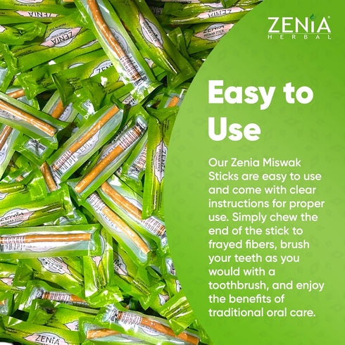 Zenia Sewak Natural Miswak Toothbrush, Vacuum Sealed Traditional Peelu Toothbrush Stick for Healthy Gums and Teeth