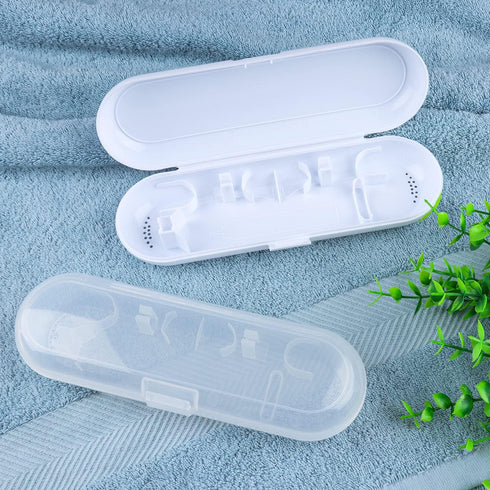 Fowecelt 2 Pack Electric Toothbrush Travel Case for Oral-B Pro, Portable Toothbrush Holder (White & Clear)