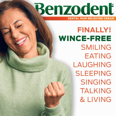 Benzodent Maximum Strength Dental and Oral Pain Relieving Cream, 1oz for Dentures, Mouth Sores, Braces