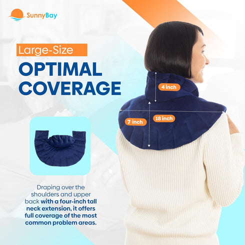SunnyBay Microwave Heating Pad, Microwavable Heated Neck and Shoulder Wrap for Pain Relief, Blue