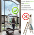 2 in 1 Window Squeegee & Washable Duster, Long Sturdy Handle Home Cleaning Kit for High Glass Windows