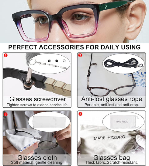 MARE AZZURO Blue Light Blocking Reading Glasses for Women - Computer Readers (Purple, 3.00)