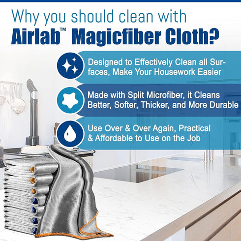 Pack 8-12" 16" Airlab Streak Free Miracle Cleaning Cloth Easy Clean of x Microfiber Dish Cloths Glass Polishing Lint