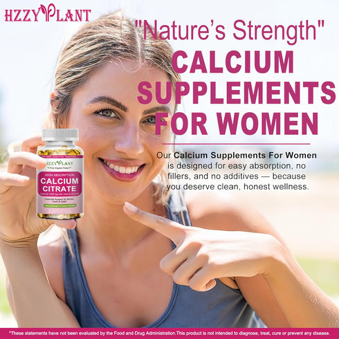 HZZYPLANT 1200 D3 2 Calcium Supplements for Women Softgels, High Absorption Calcium Citrate Supplement Essential