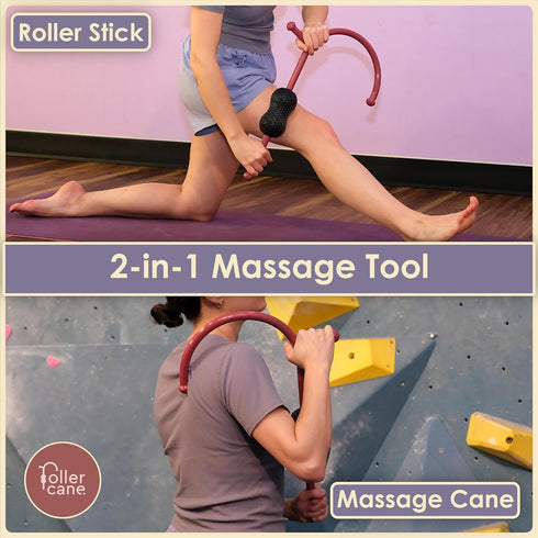 Toro Canyon 2-in-1 Roller Cane Massager | Massage Roller Stick & Trigger Point Cane | Rubber Ball for Deep Tissue