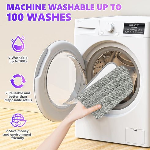 6 Pack Reusable Mop Pads Compatible with Swiffer PowerMop, Power Mop Refills, Microfiber Mop Pads for Hardwood Floor